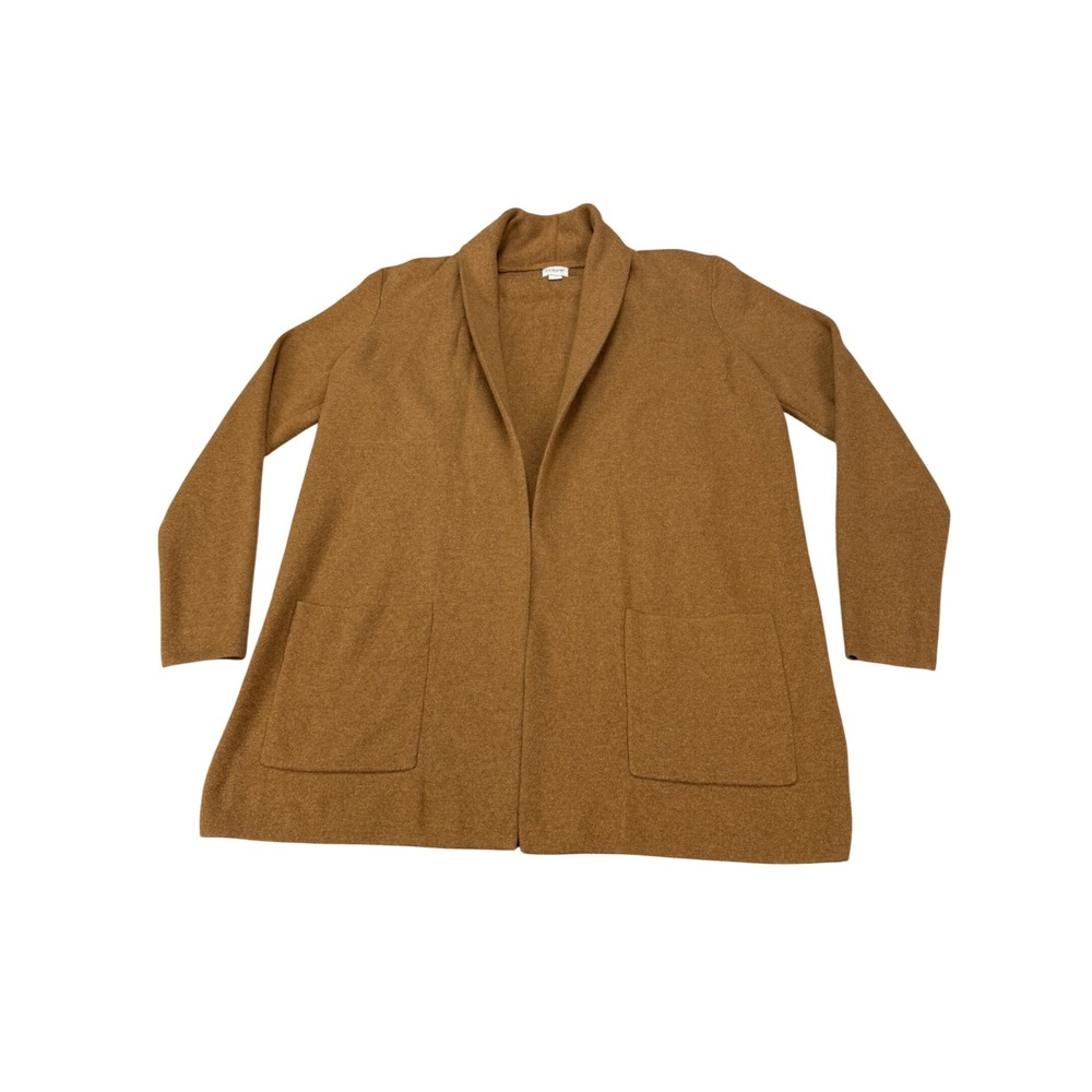 J.Crew Womens Small Camel Brown 100% Cotton Open Front Shawl Cardigan Sweater